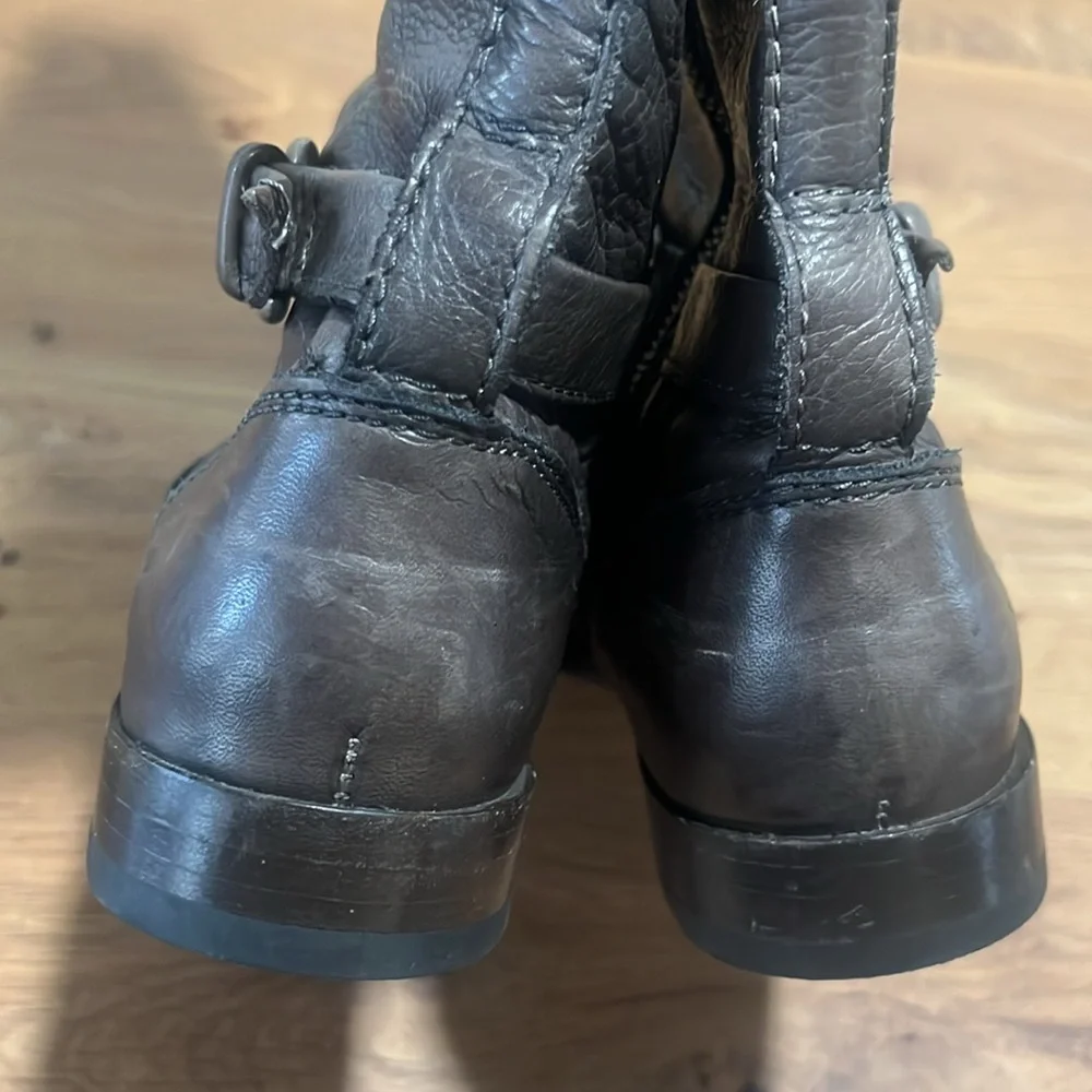 Frye Phillip Brown Leather Tall Riding Boots Buckle Knee High 6B